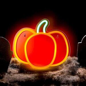 Neon Fall Pumpkin Halloween Light LED Sign Indoor/Outdoor/Costume Party Decor